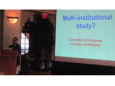 Dr.Canda giving a talk during Canadian Urology Congress, 2012 in Banff, Canada