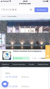 Robotic sacrocolpopexy course, 10-13.July.2018, ORSI Academy, Belgium