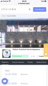 Robotic sacrocolpopexy course, 10-13.July.2018, ORSI Academy, Belgium